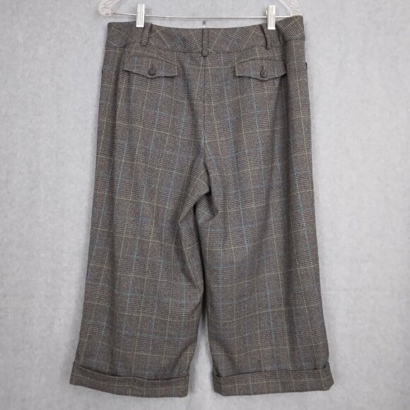 Talbots | Career Wool Stretch Gray Plaid Crop Capris Wide Leg |  Size 12P - Picture 5 of 8